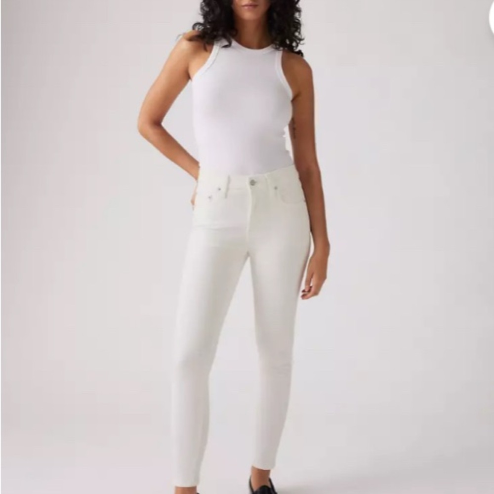 Levi’s Premium 721 Women’s Mid Rise White Stretchy Skinny Jeans for Women